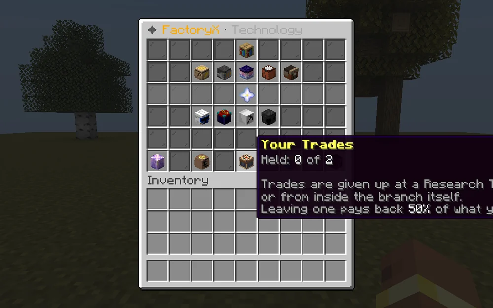 The technology tree without the texture pack