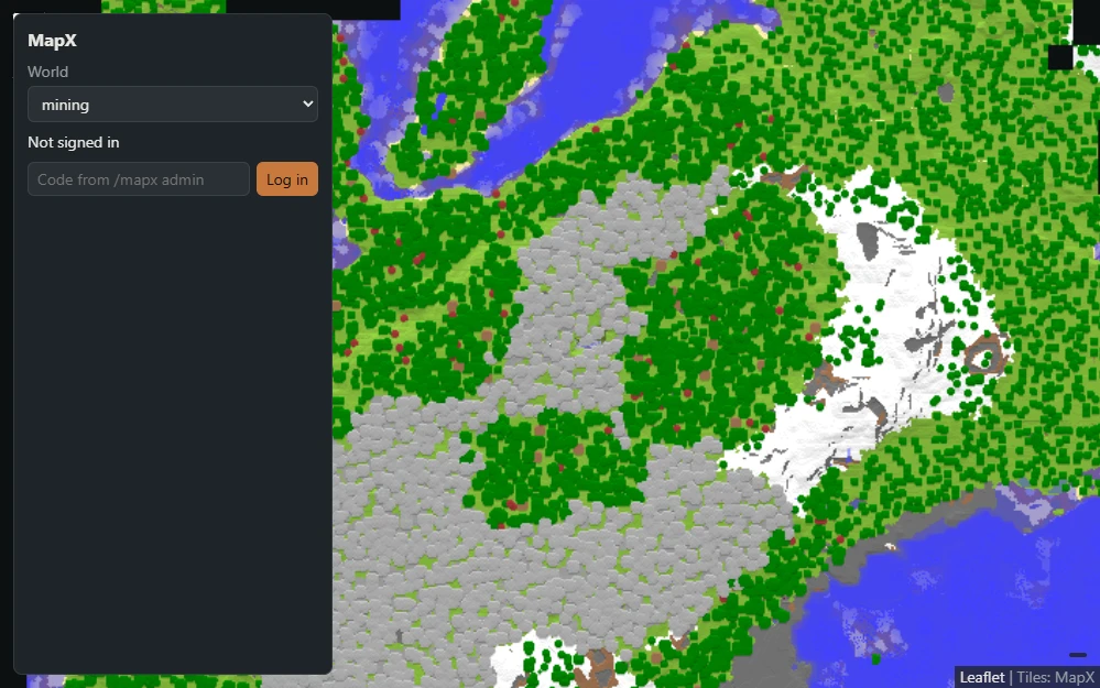 MapX's own web map of a freshly generated world