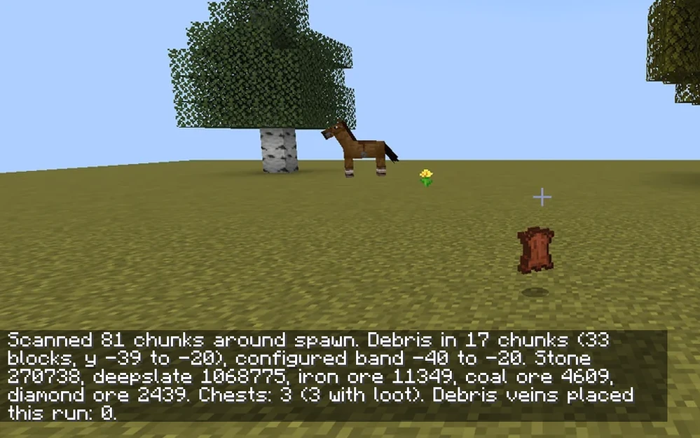 The staff scan of the mining world: debris band, ores and loot chests