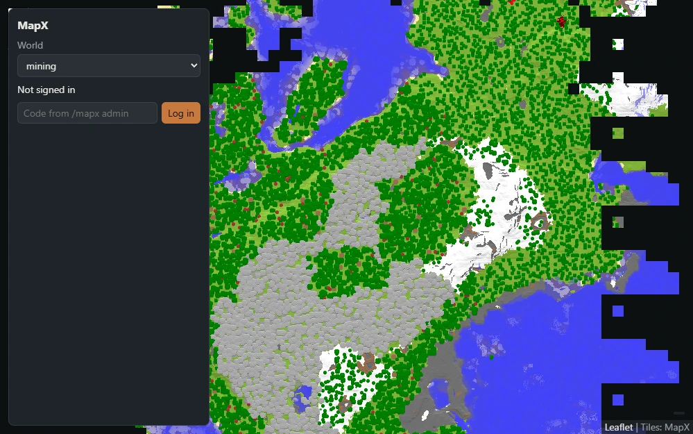 The mining world from above, drawn with MapX