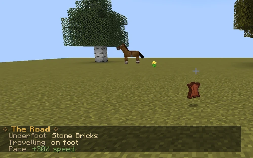 /road standing on stone bricks: 30% faster on foot