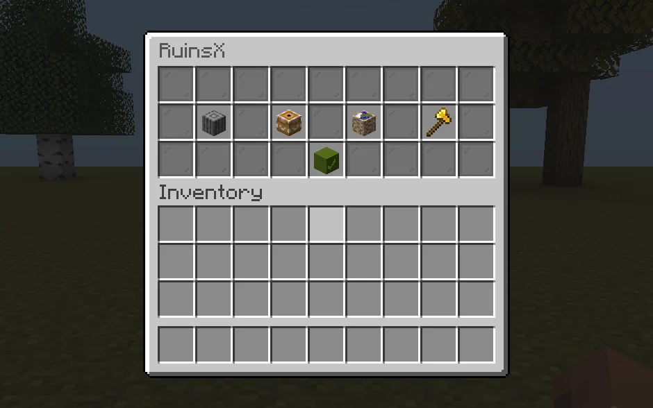 The RuinsX staff menu